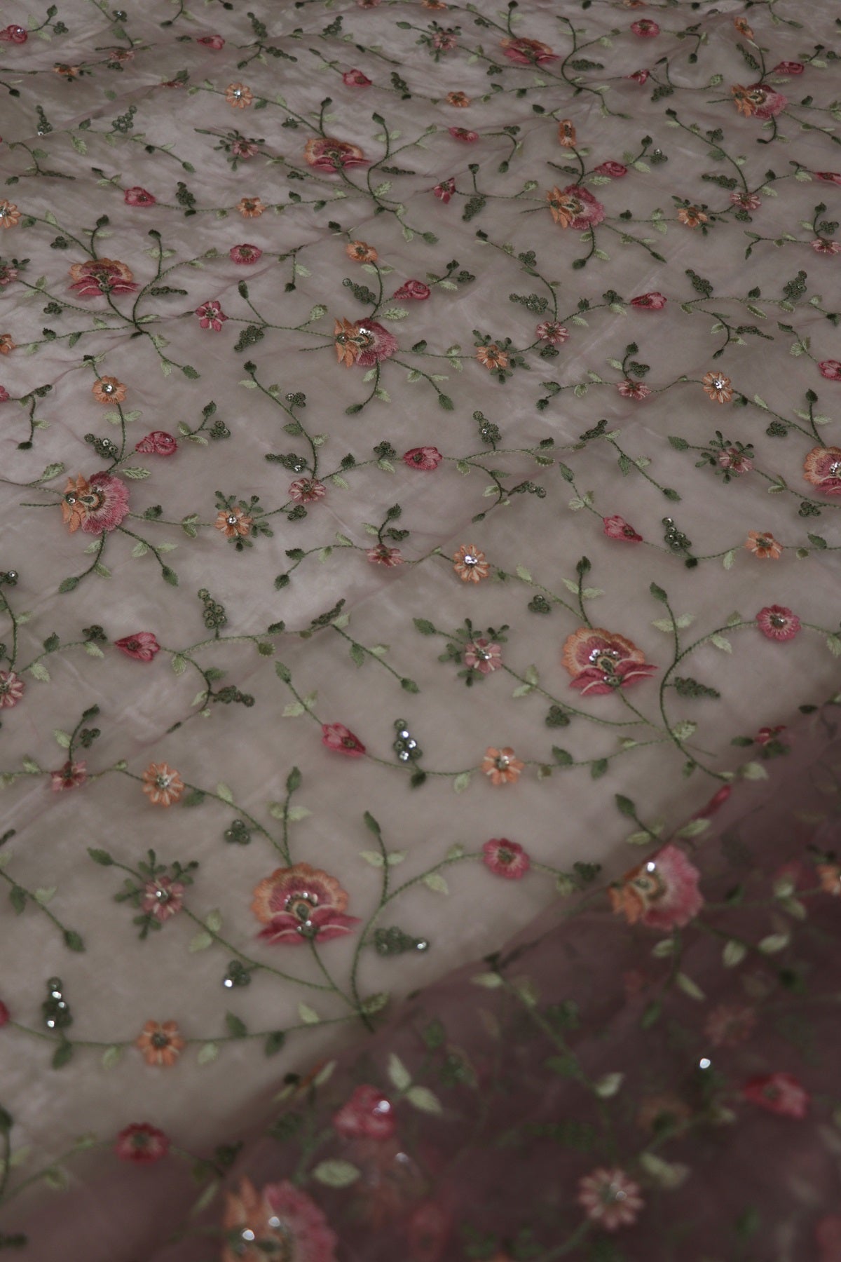 Pure Organzas with  Multi Thread Floral Embroidery