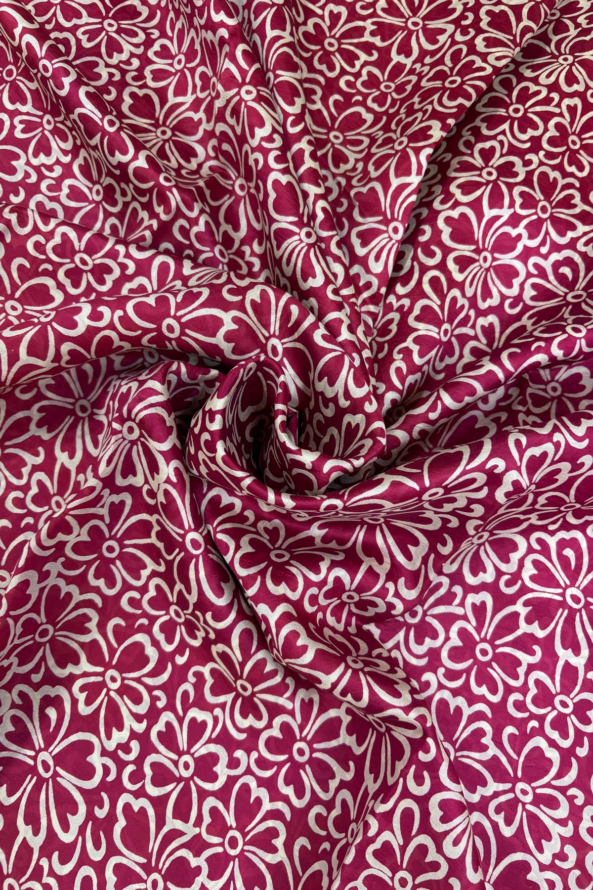 Beige Color Flowers Printed Pure Kora Silk Fabric