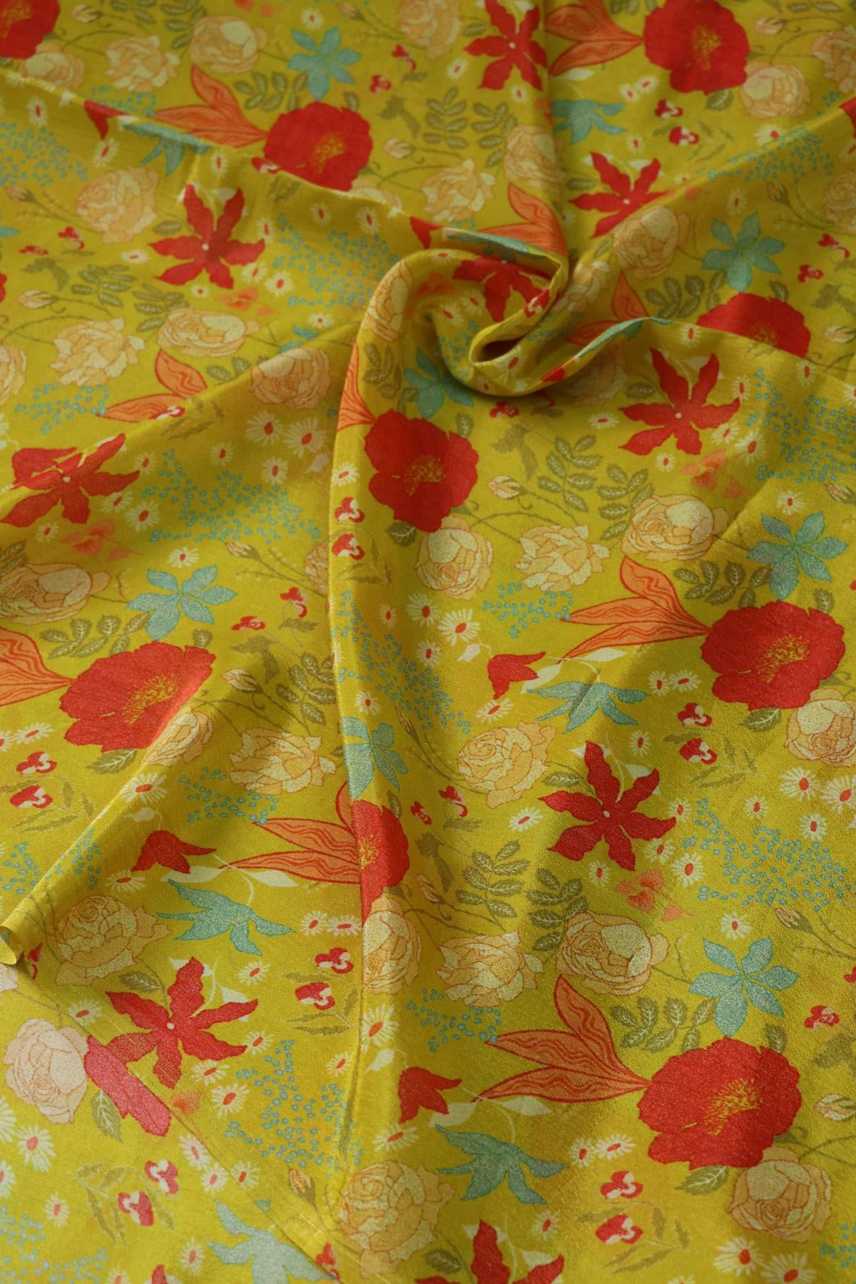 Floral Printed Uppada Tissue Fabric