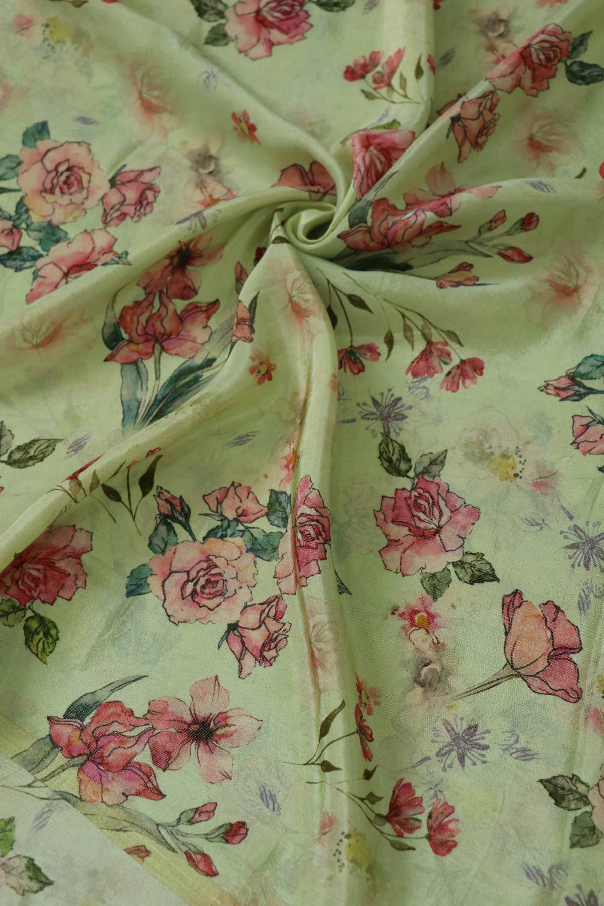 Floral Printed Uppada Tissue Fabric