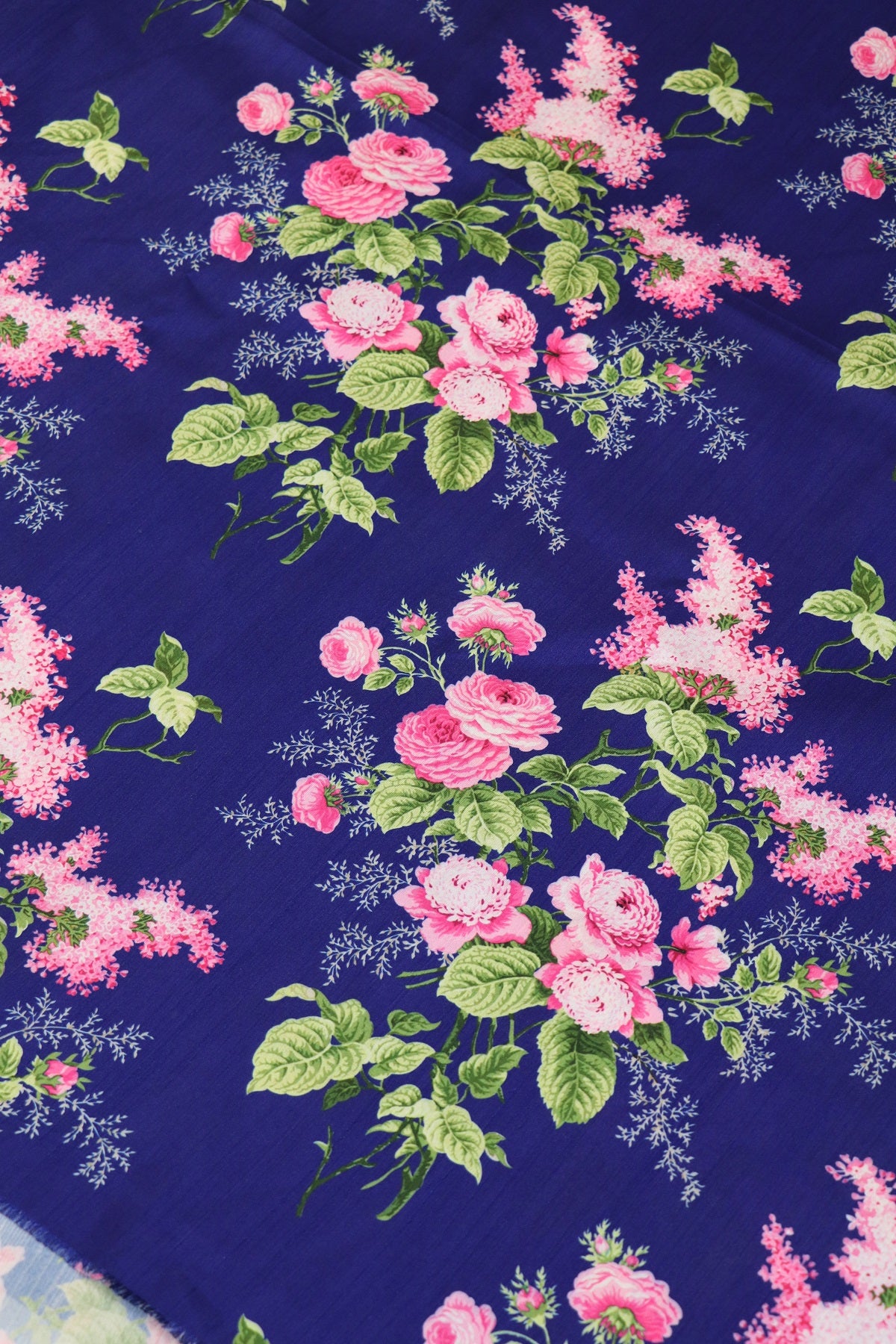 Baby Pink Rose Bouquet Printed Semi Rawsilk Fabric