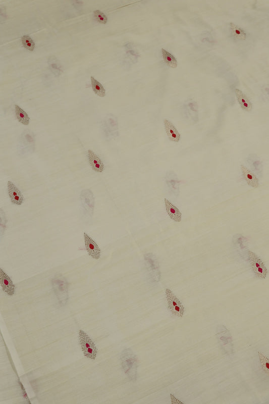 Pure Banaras chiniya Silk Gold Zari Tilak Motif Meenakari  Dyeable fabric