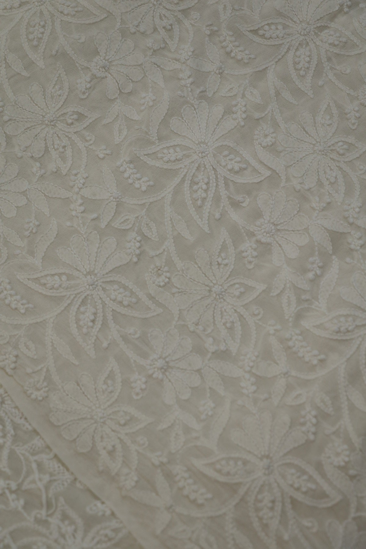 Pure Georgette Chikankari Embroidered Fabric