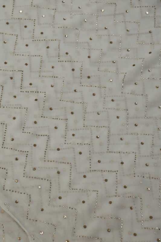 Pure Georgette Mukaish Work With Waves Patterned