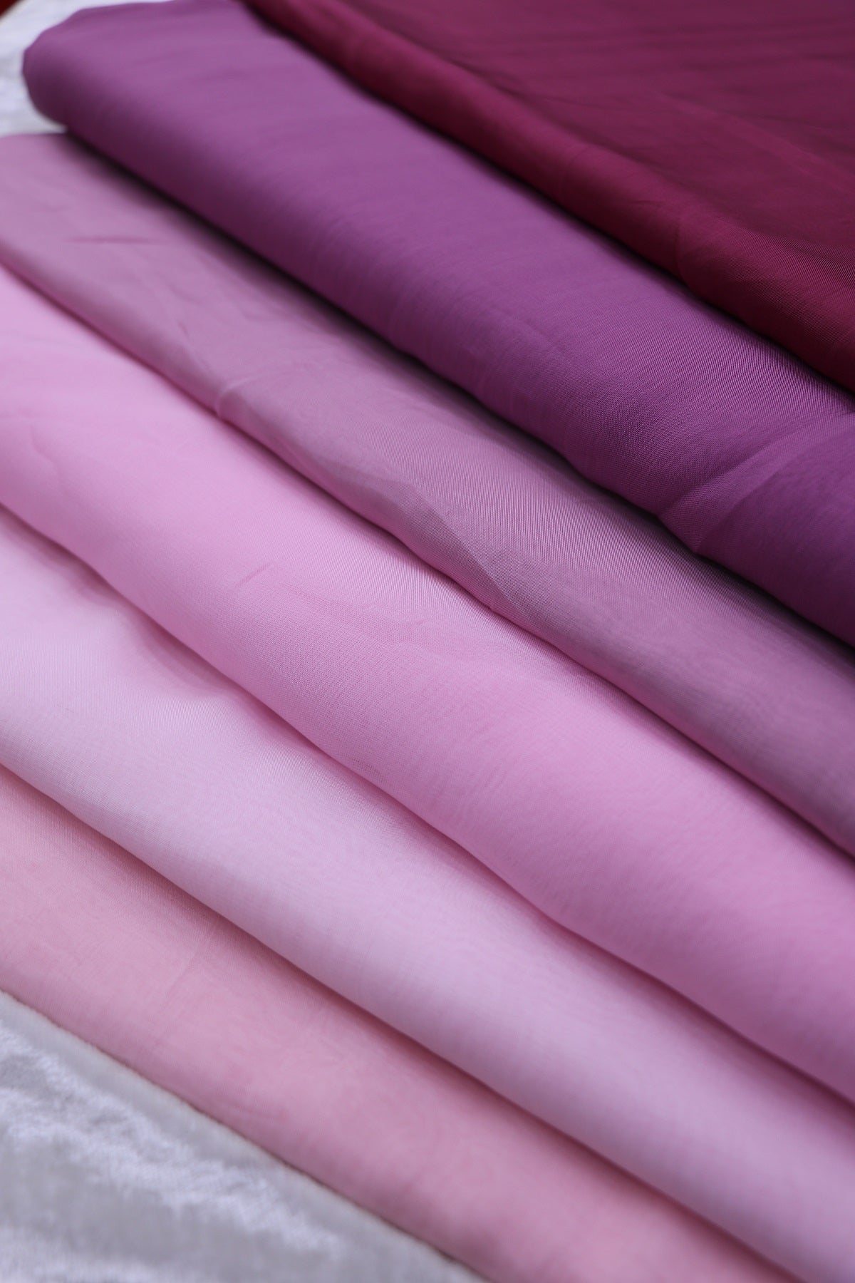 Hues of Peach Pinks Silky Organza Plain Fabric