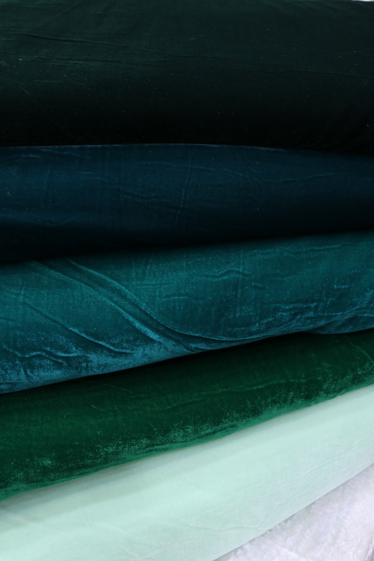 Hues Of Greens Velvet Fabric