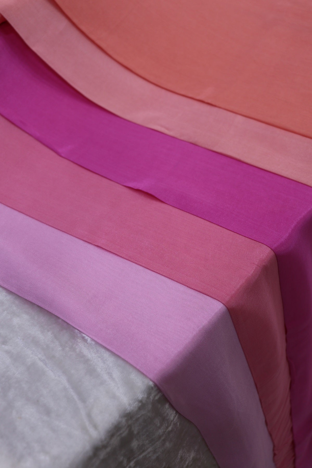 Hues Of Pinks & Peaches Semi Tussar Fabric