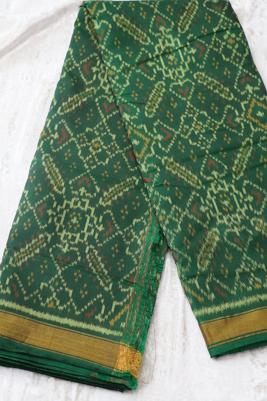 Forest Green Pure Silk Patan Patola Woven Fabric
