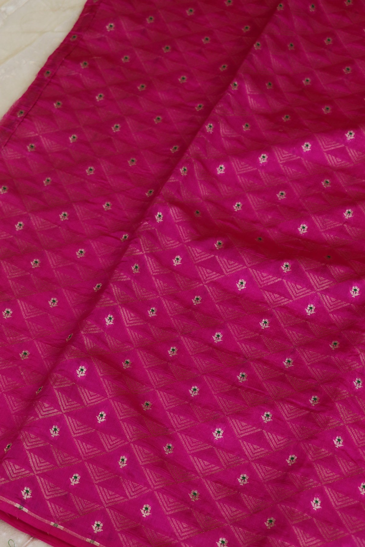 Triangle Zari Weave With Meena Motif Banaras Pure Silk Brocades