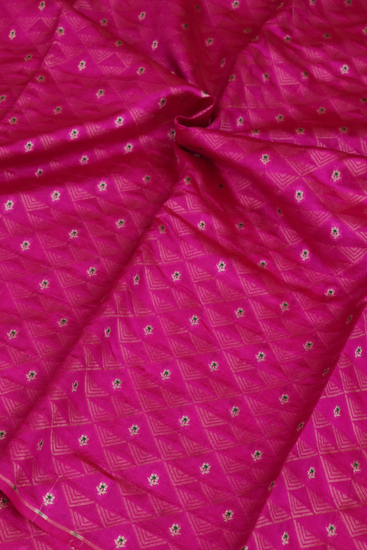 Triangle Zari Weave With Meena Motif Banaras Pure Silk Brocades