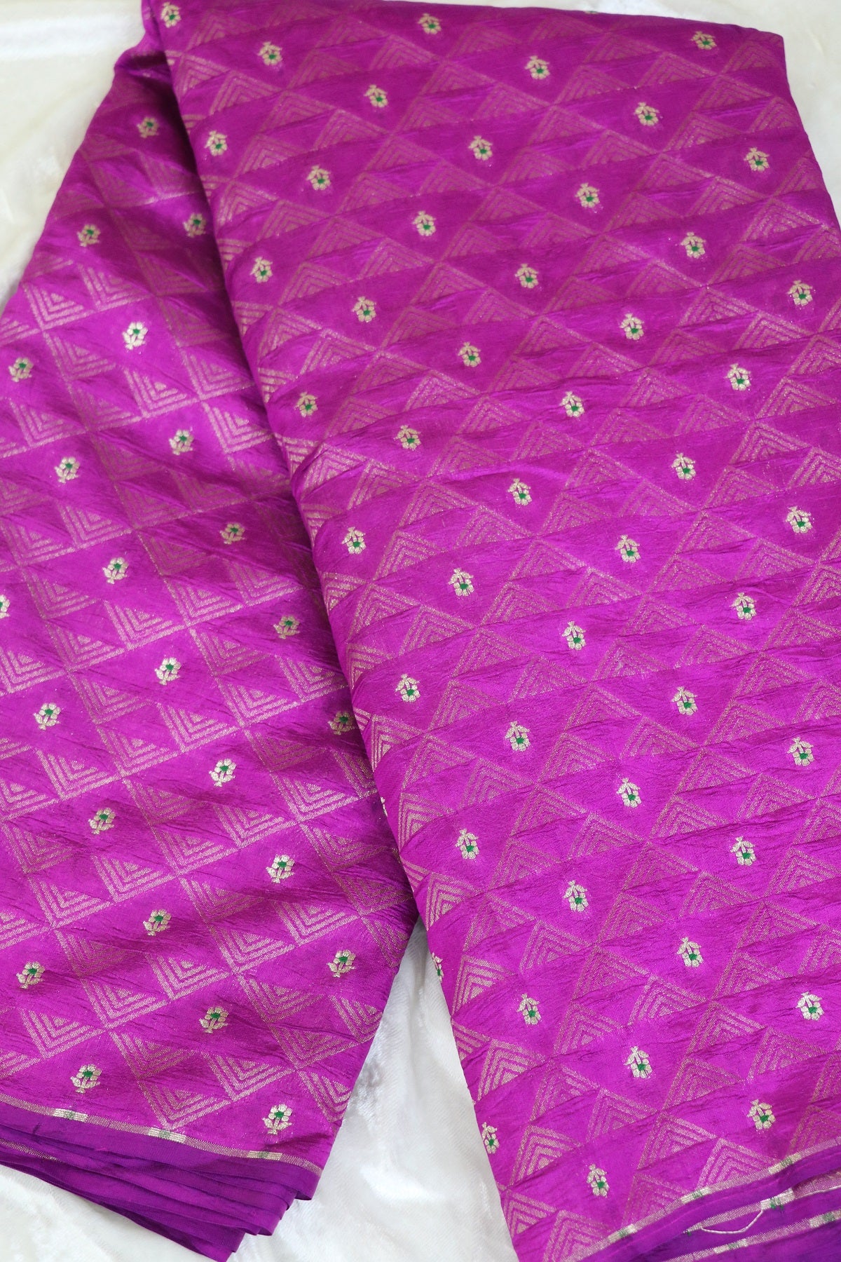 Triangle Zari Weave With Meena Motif Banaras Pure Silk Brocades