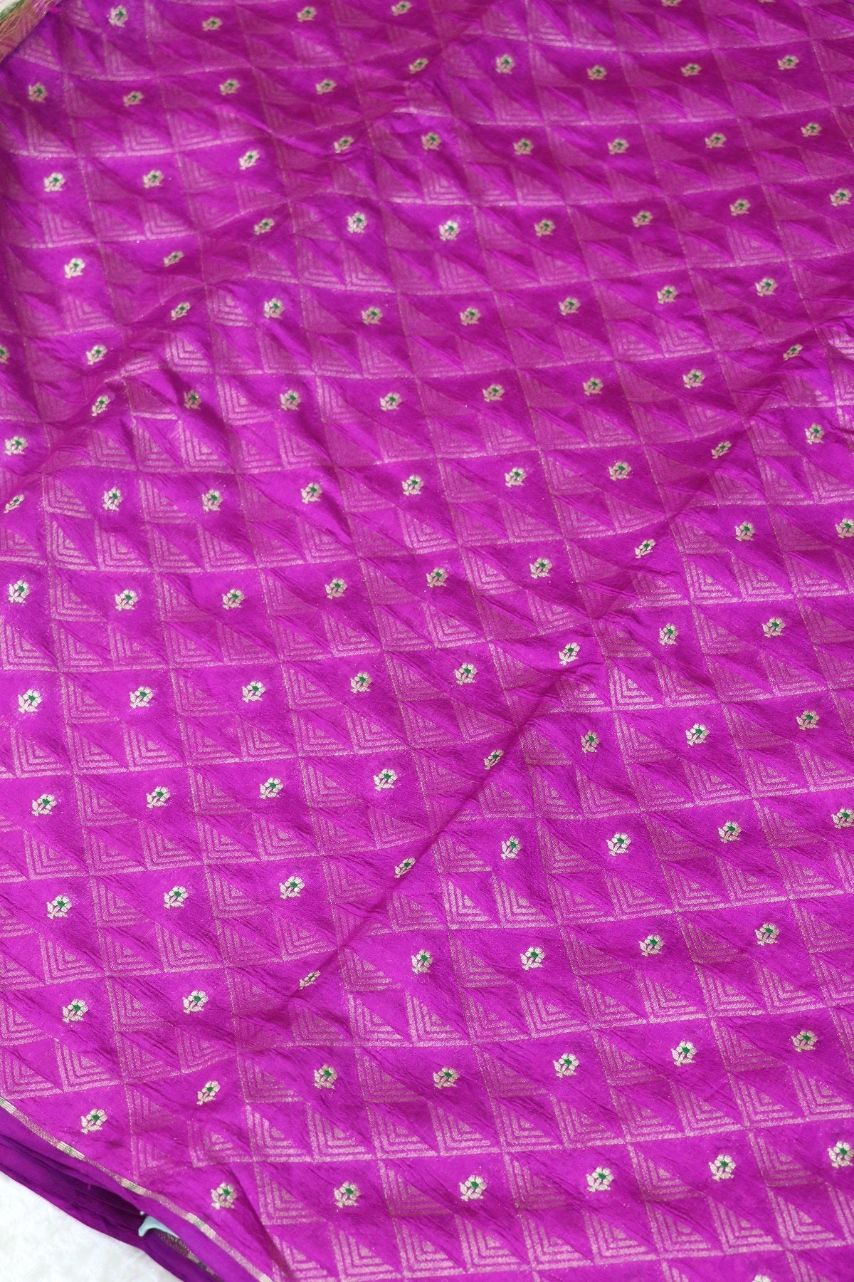 Triangle Zari Weave With Meena Motif Banaras Pure Silk Brocades