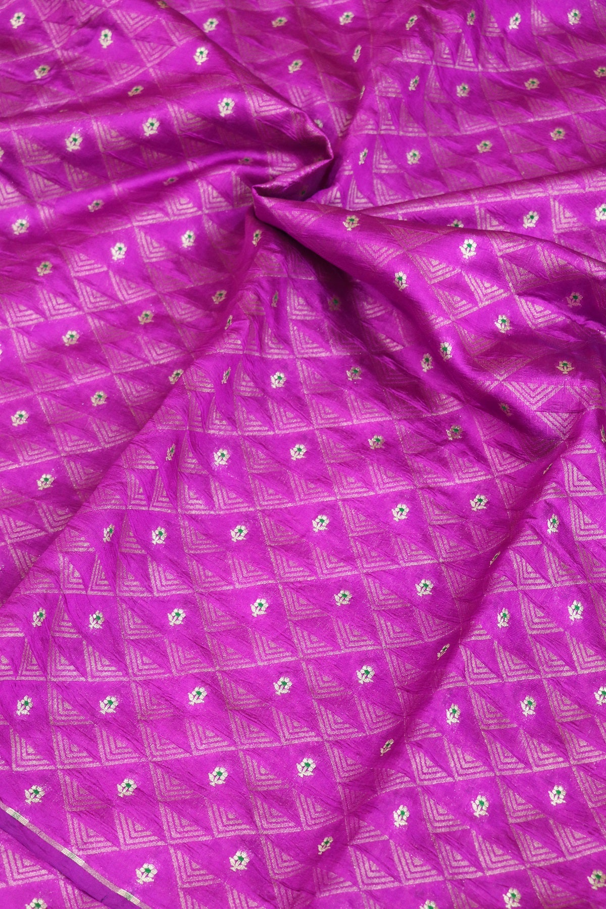 Triangle Zari Weave With Meena Motif Banaras Pure Silk Brocades