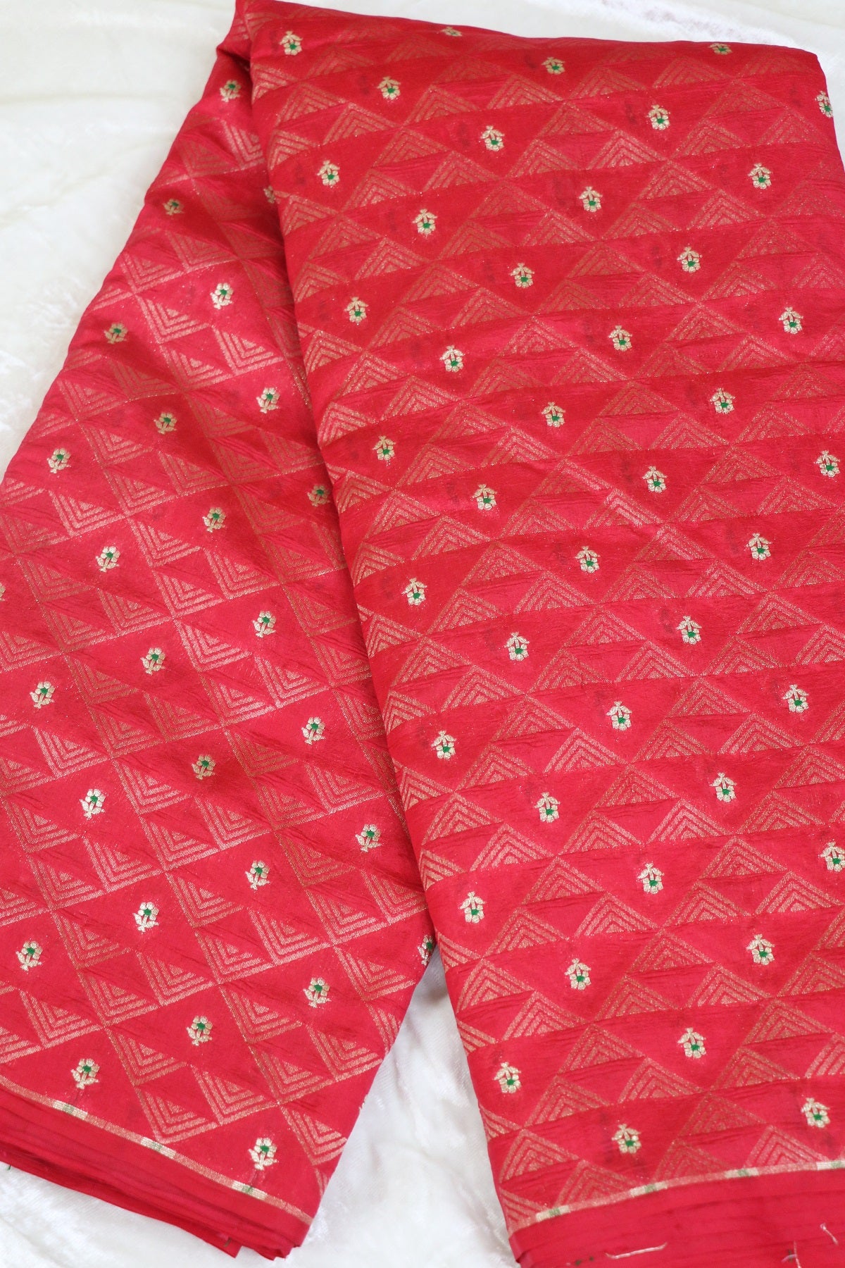 Triangle Zari Weave With Meena Motif Banaras Pure Silk Brocades