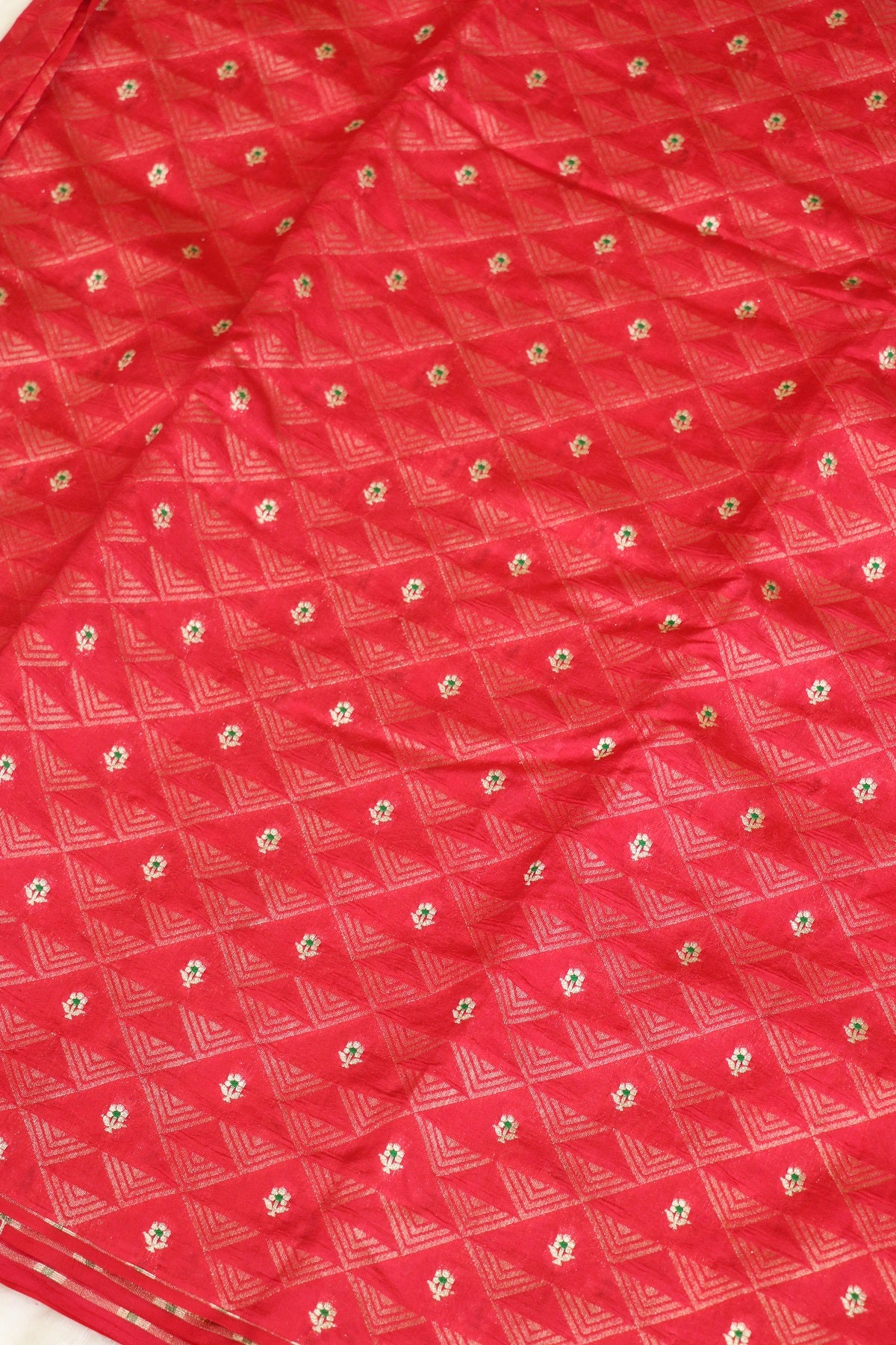 Triangle Zari Weave With Meena Motif Banaras Pure Silk Brocades