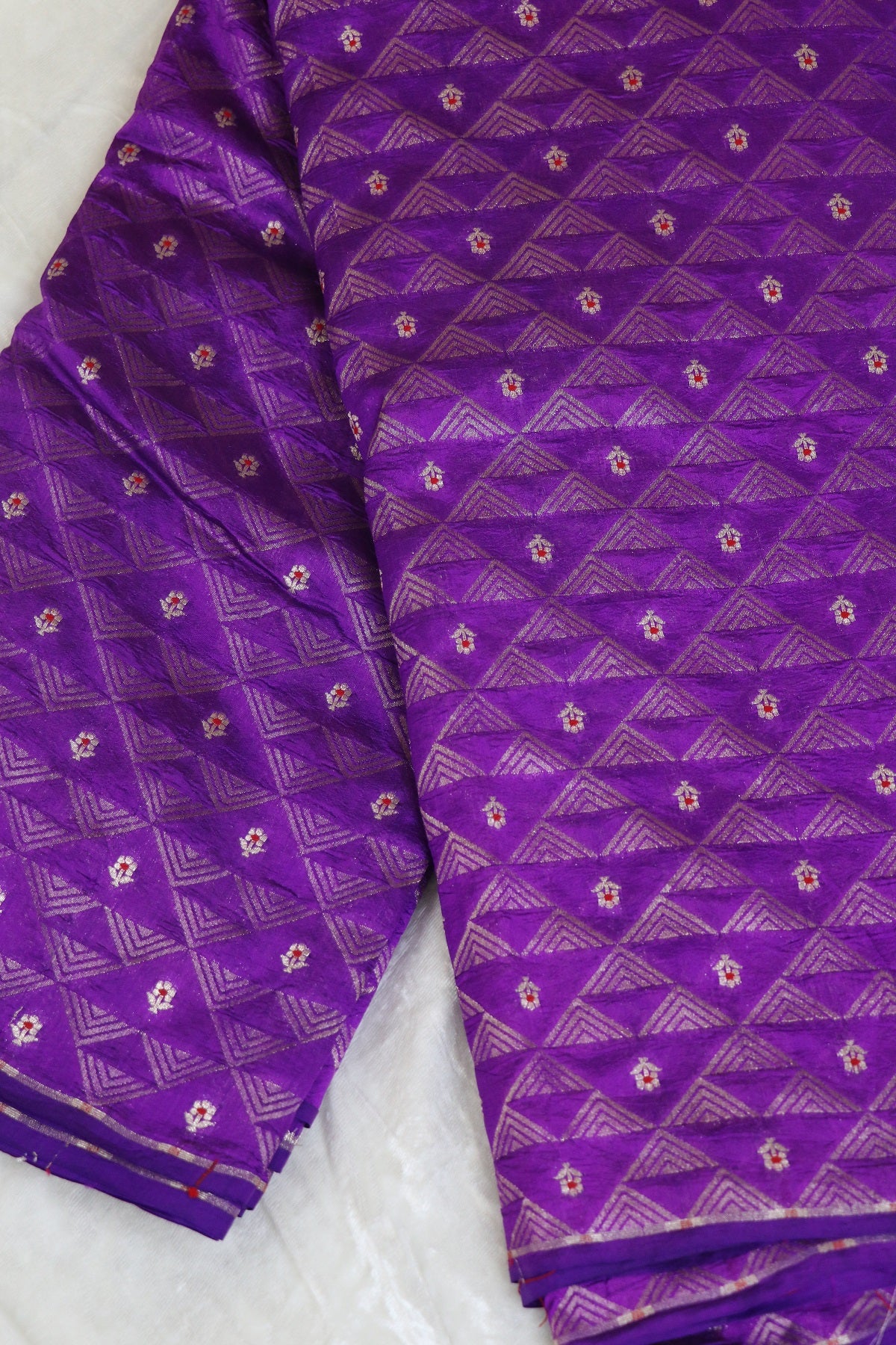 Triangle Zari Weave With Meena Motif Banaras Pure Silk Brocades