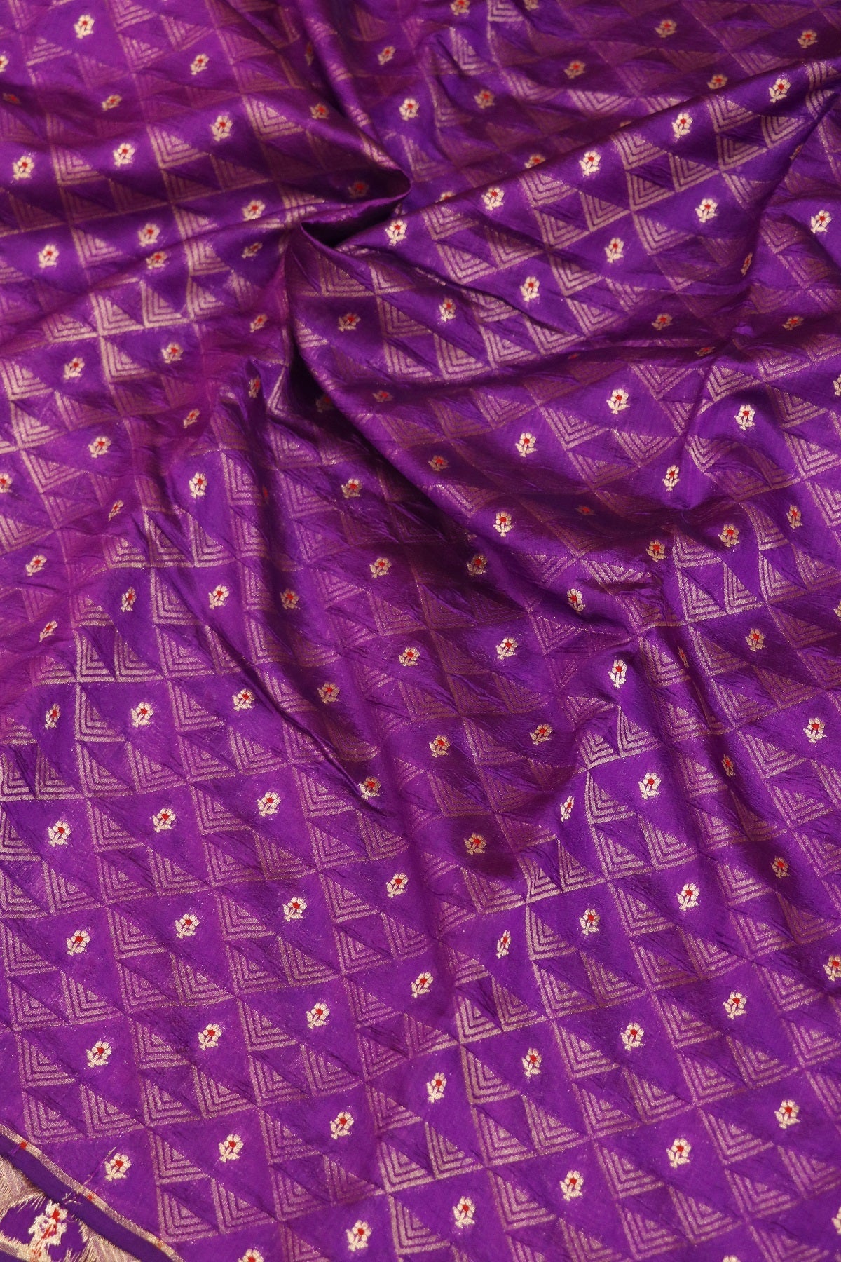 Triangle Zari Weave With Meena Motif Banaras Pure Silk Brocades