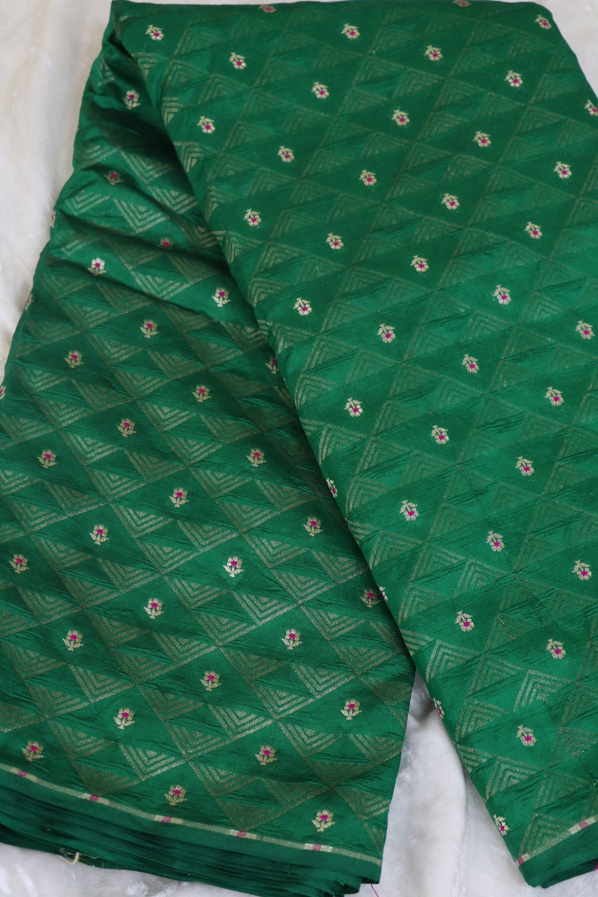 Triangle Zari Weave With Meena Motif Banaras Pure Silk Brocades