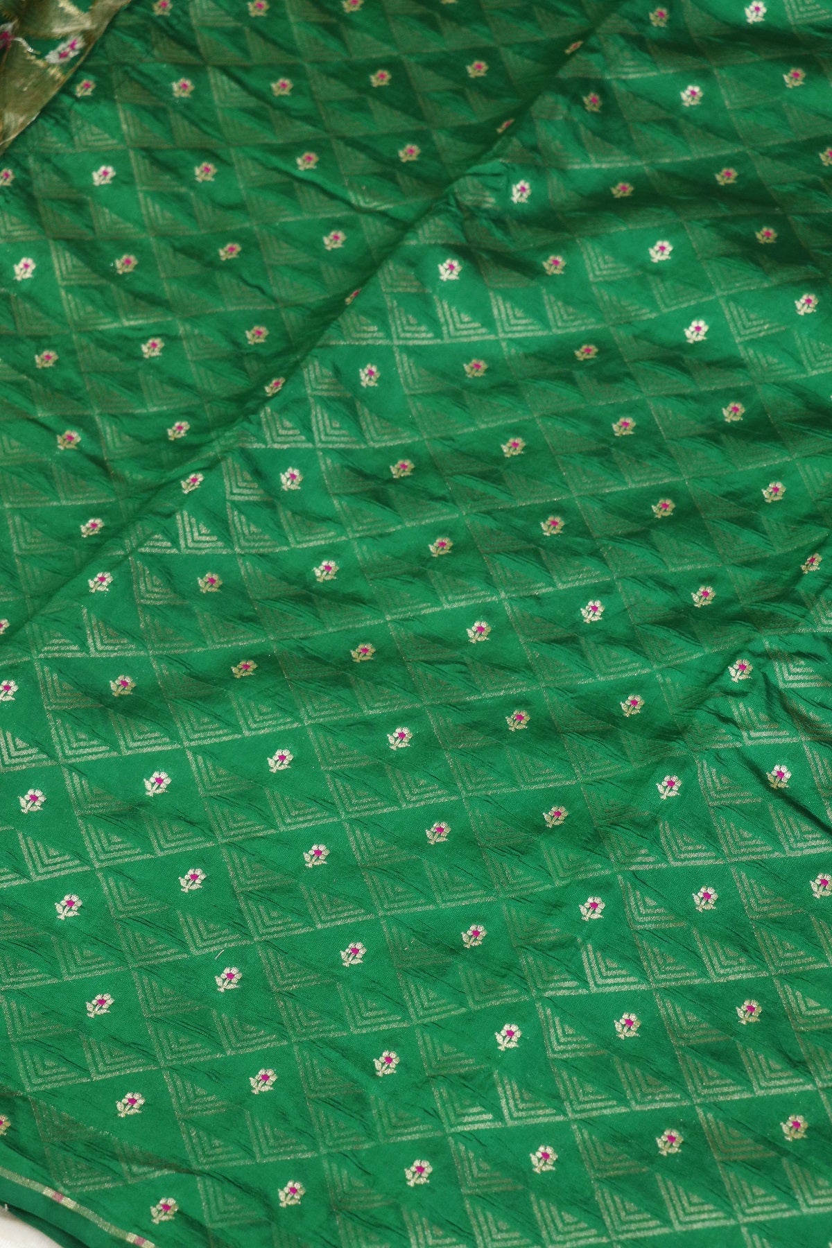 Triangle Zari Weave With Meena Motif Banaras Pure Silk Brocades