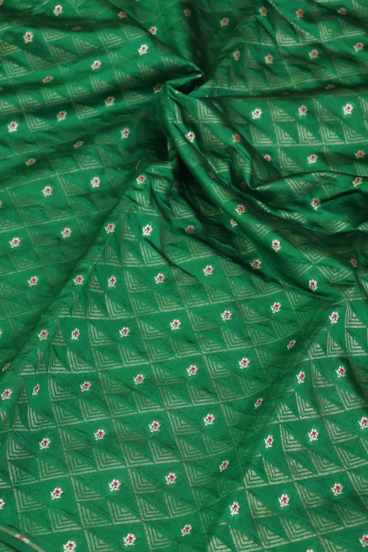 Triangle Zari Weave With Meena Motif Banaras Pure Silk Brocades