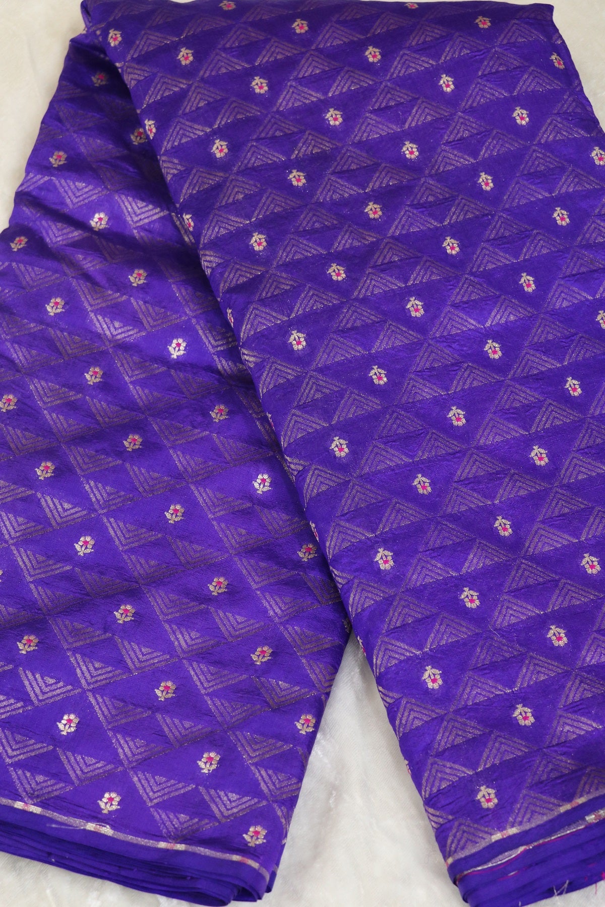 Triangle Zari Weave With Meena Motif Banaras Pure Silk Brocades