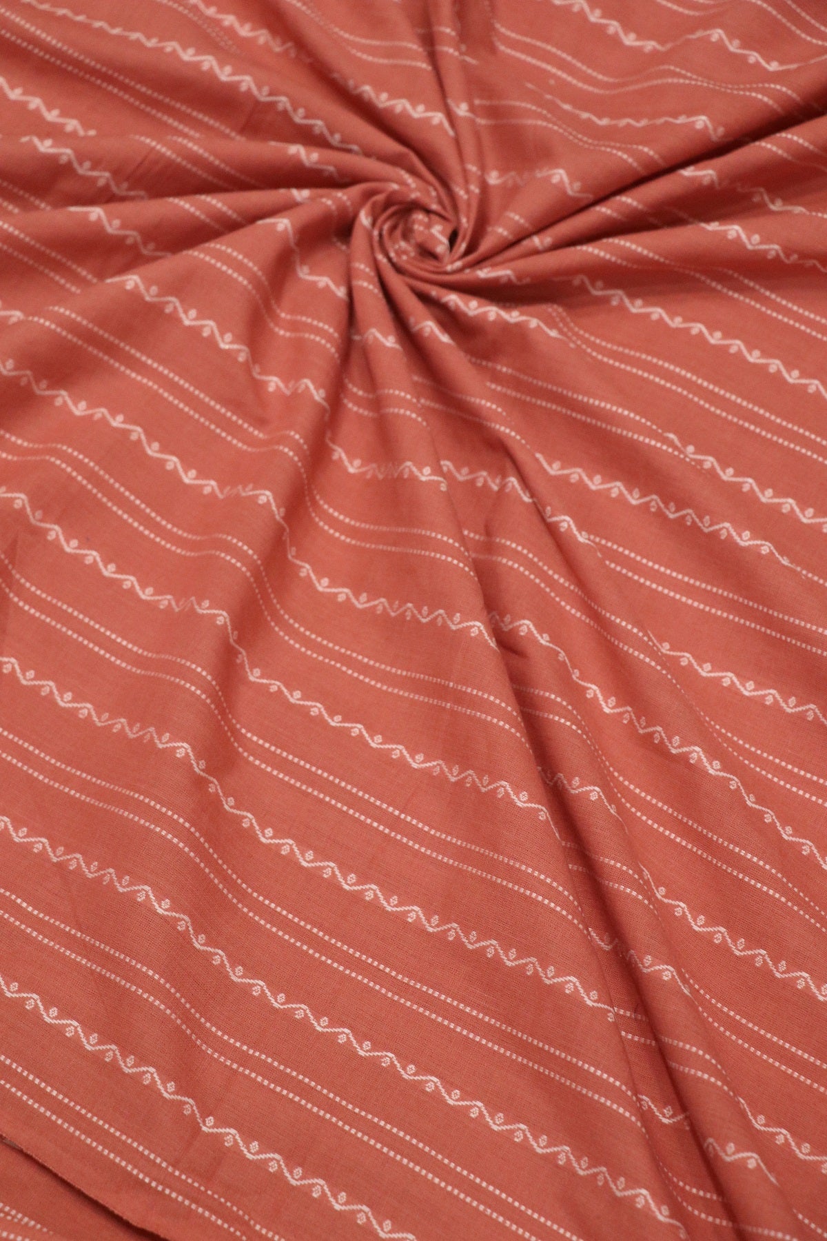 Oak Brown Madras Handloom Cotton Horizontal Weaved Fabric