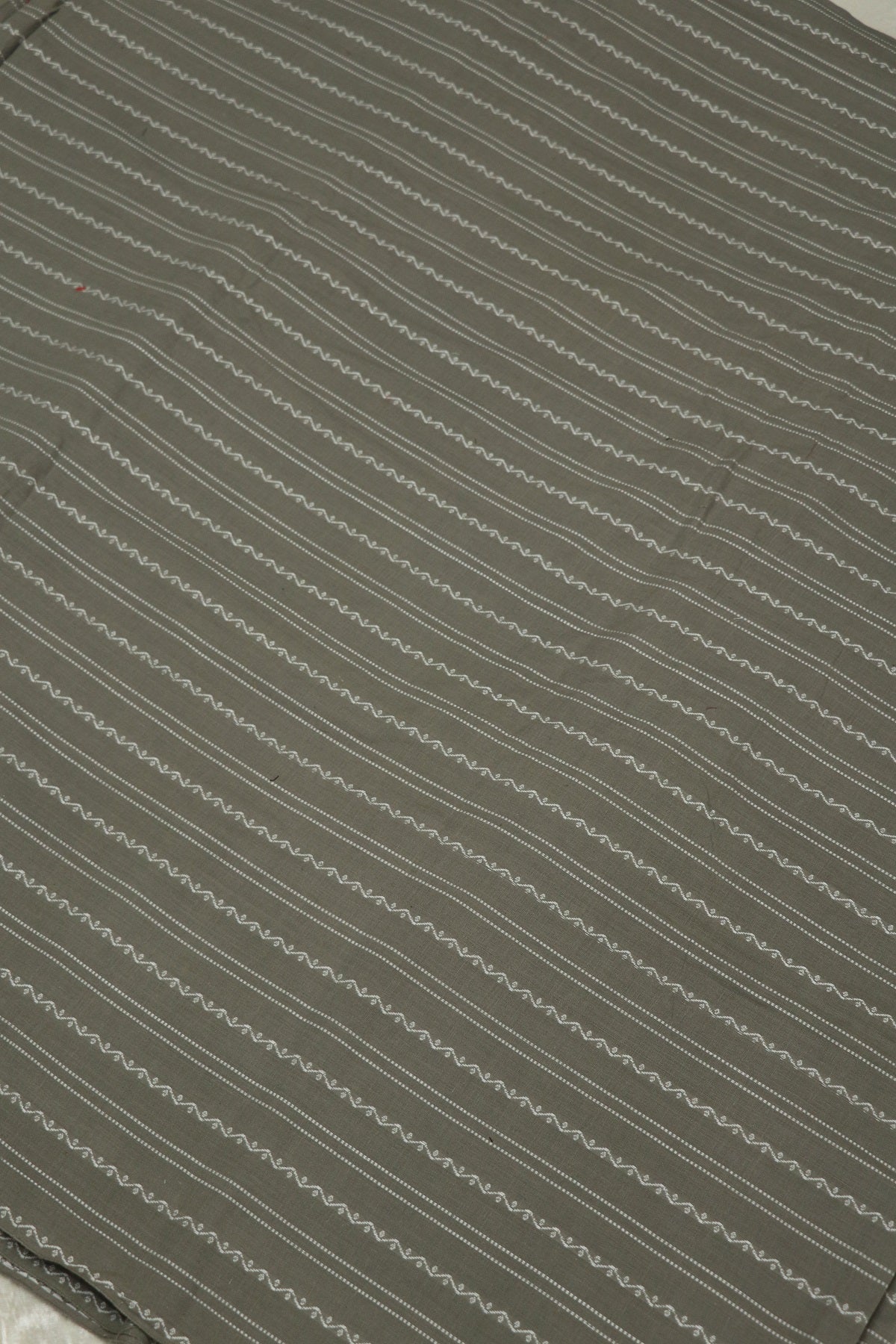 London Grey Madras Handloom Cotton Horizontal Weaved Fabric