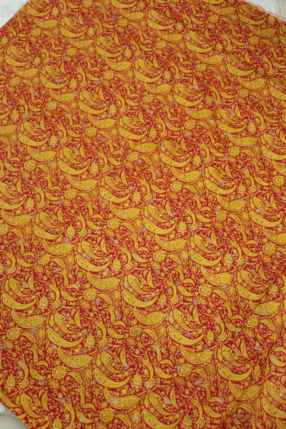 Pure Chanderi Paisley Dual Toned Printed Woven Fabric