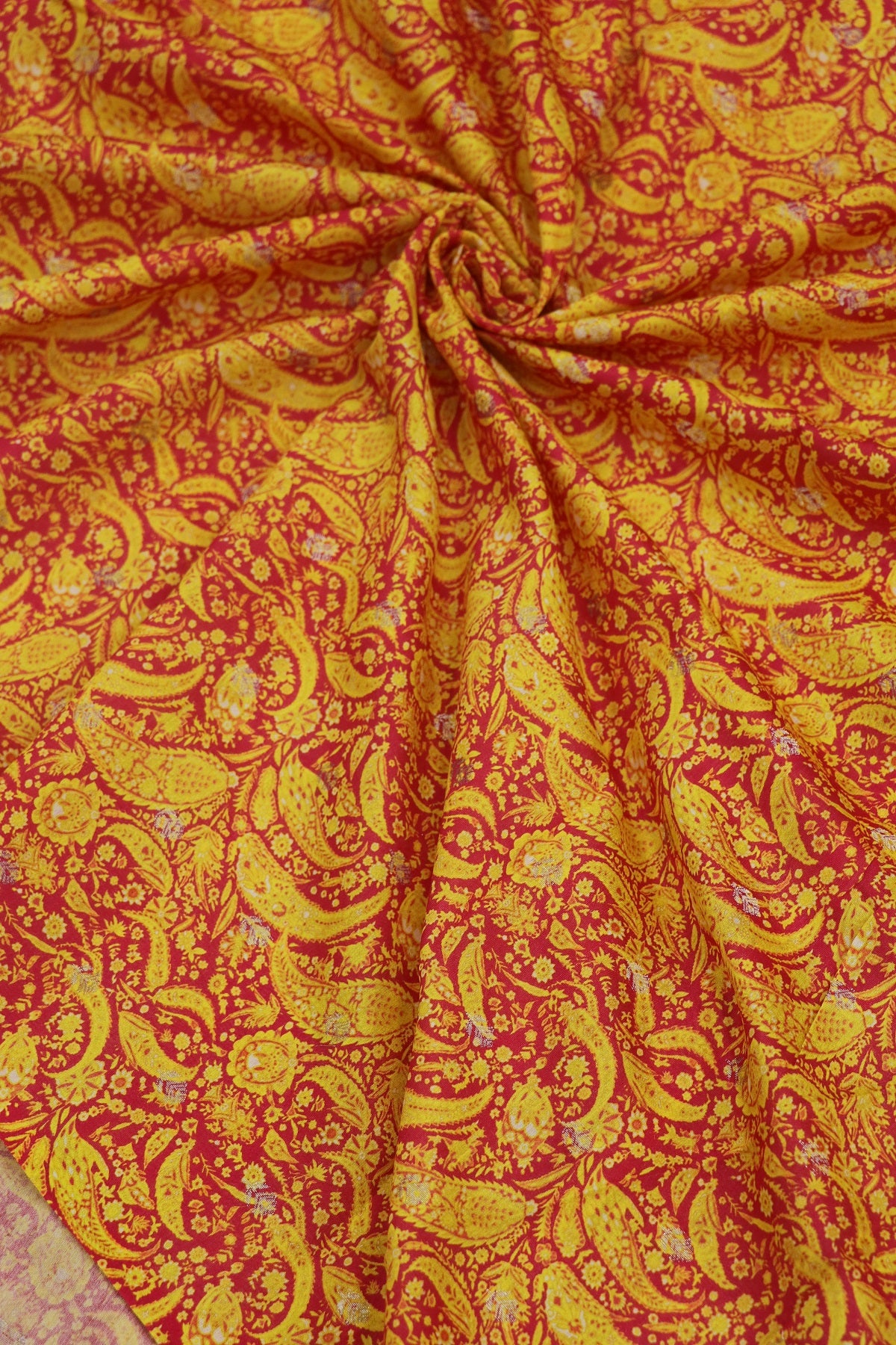 Pure Chanderi Paisley Dual Toned Printed Woven Fabric