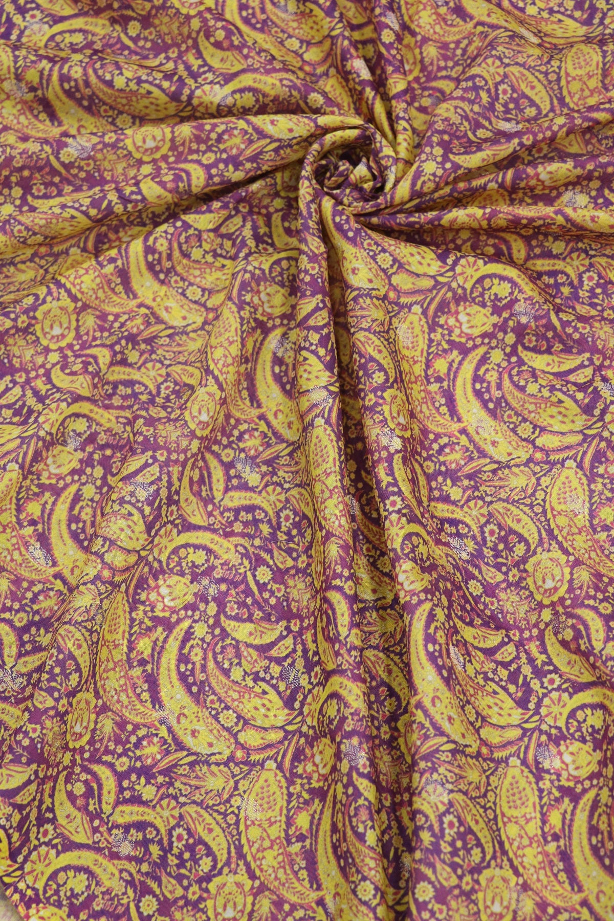 Pure Chanderi Paisley Dual Toned Printed Woven Fabric