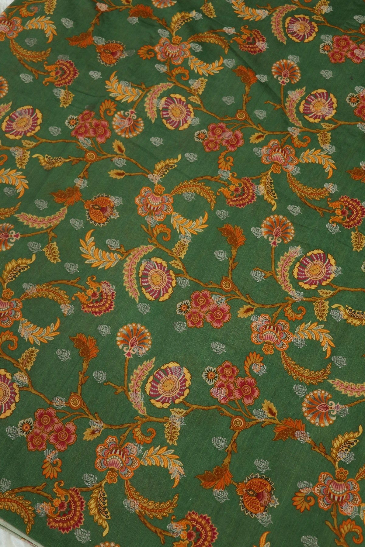 Pure  Chanderi Wild Floral Printed Woven Fabric
