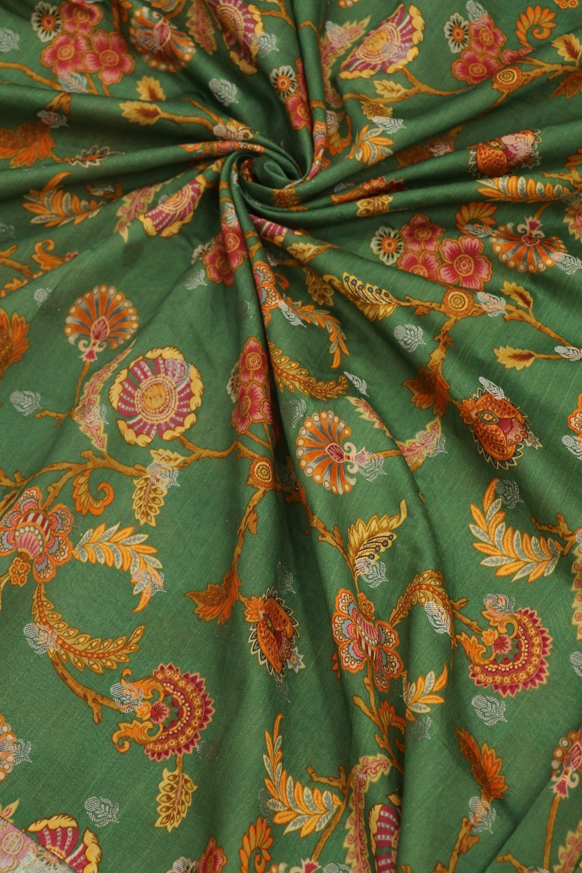 Pure  Chanderi Wild Floral Printed Woven Fabric