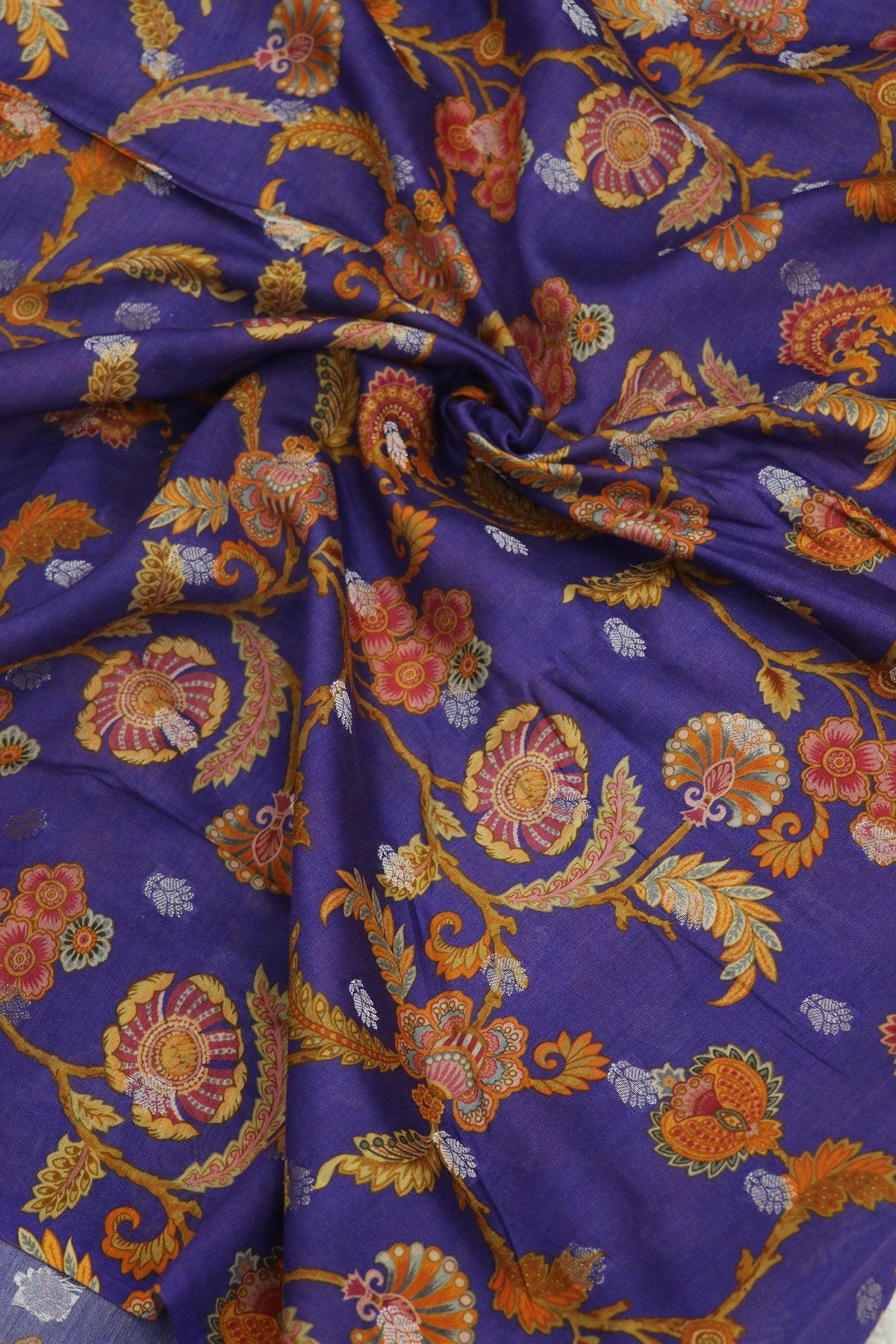 Pure  Chanderi Wild Floral Printed Woven Fabric