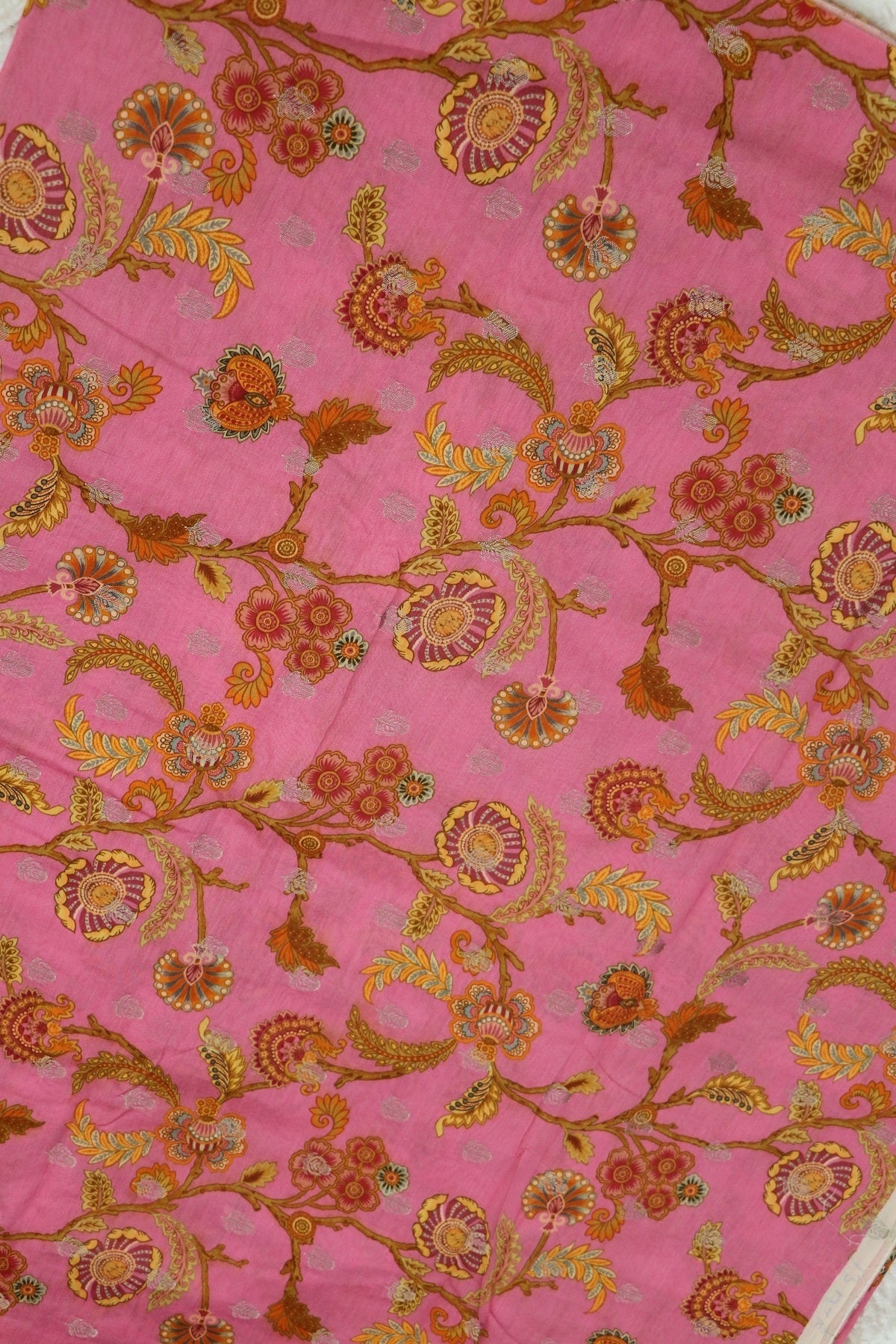 Pure  Chanderi Wild Floral Printed Woven Fabric