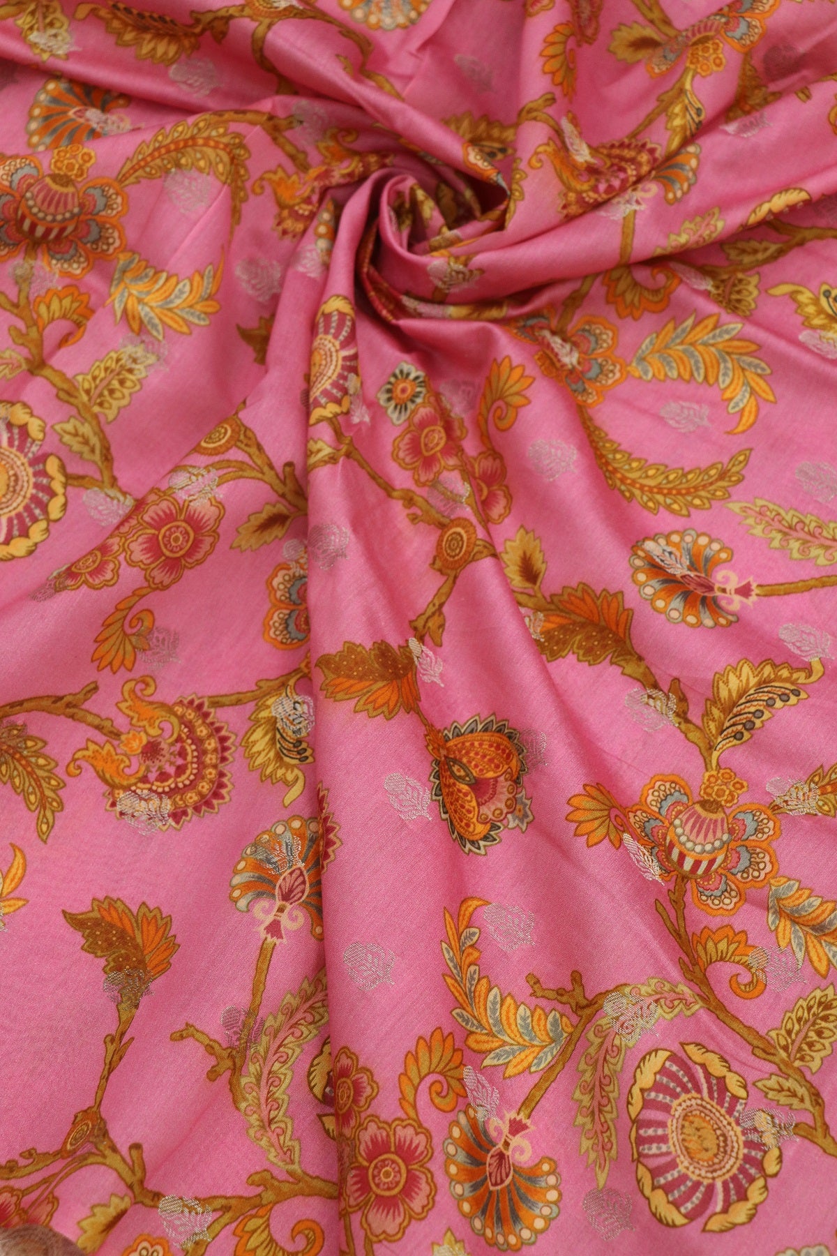 Pure  Chanderi Wild Floral Printed Woven Fabric