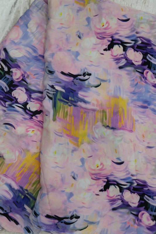 Abstract Pattern With Hues of Pink Lotus Flower Floral Printed crepe Fabric