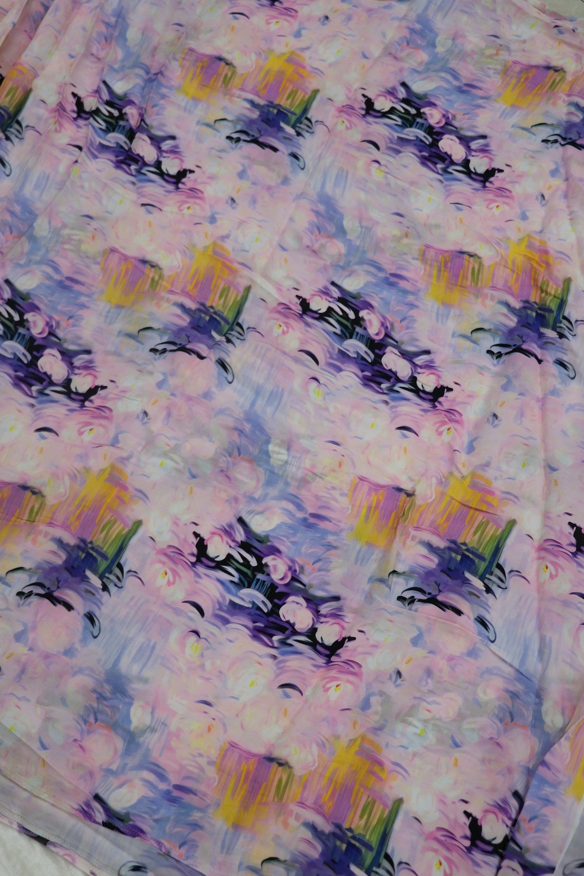 Abstract Pattern With Hues of Pink Lotus Flower Floral Printed crepe Fabric