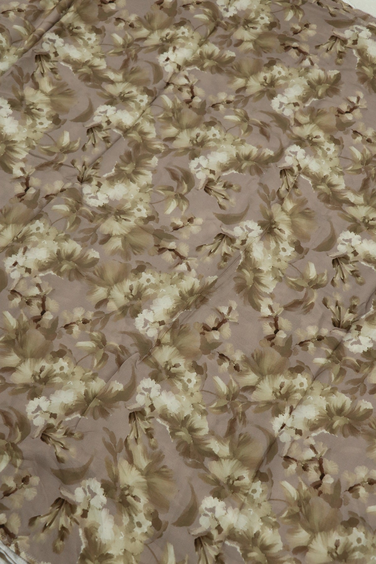 Grey Color With Red & Pink Floral Printed crepe Fabric