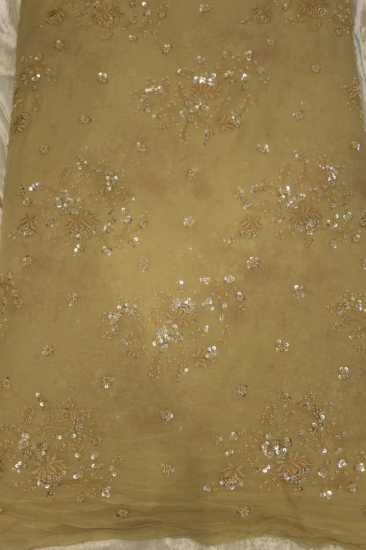 Georgette Embroidered Fabric With Cutbeads & Sequins