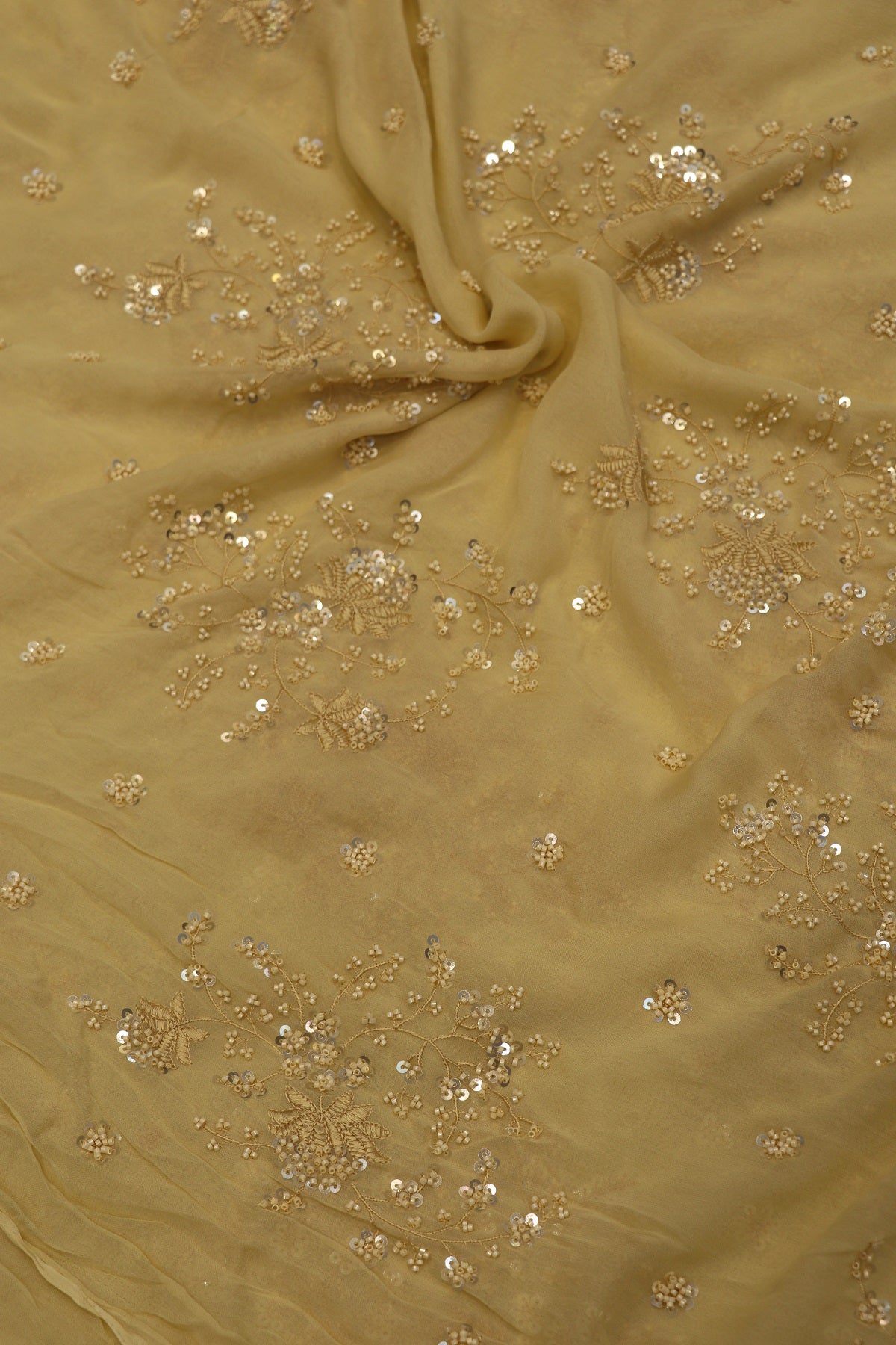 Georgette Embroidered Fabric With Cutbeads & Sequins