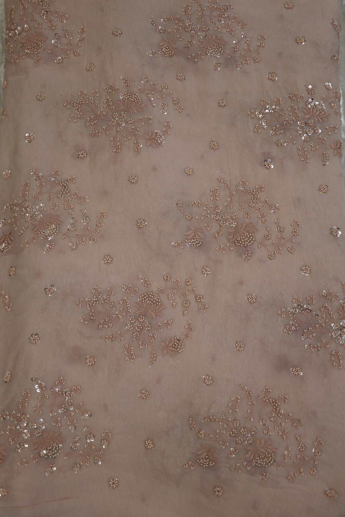 Georgette Embroidered Fabric With Cutbeads & Sequins