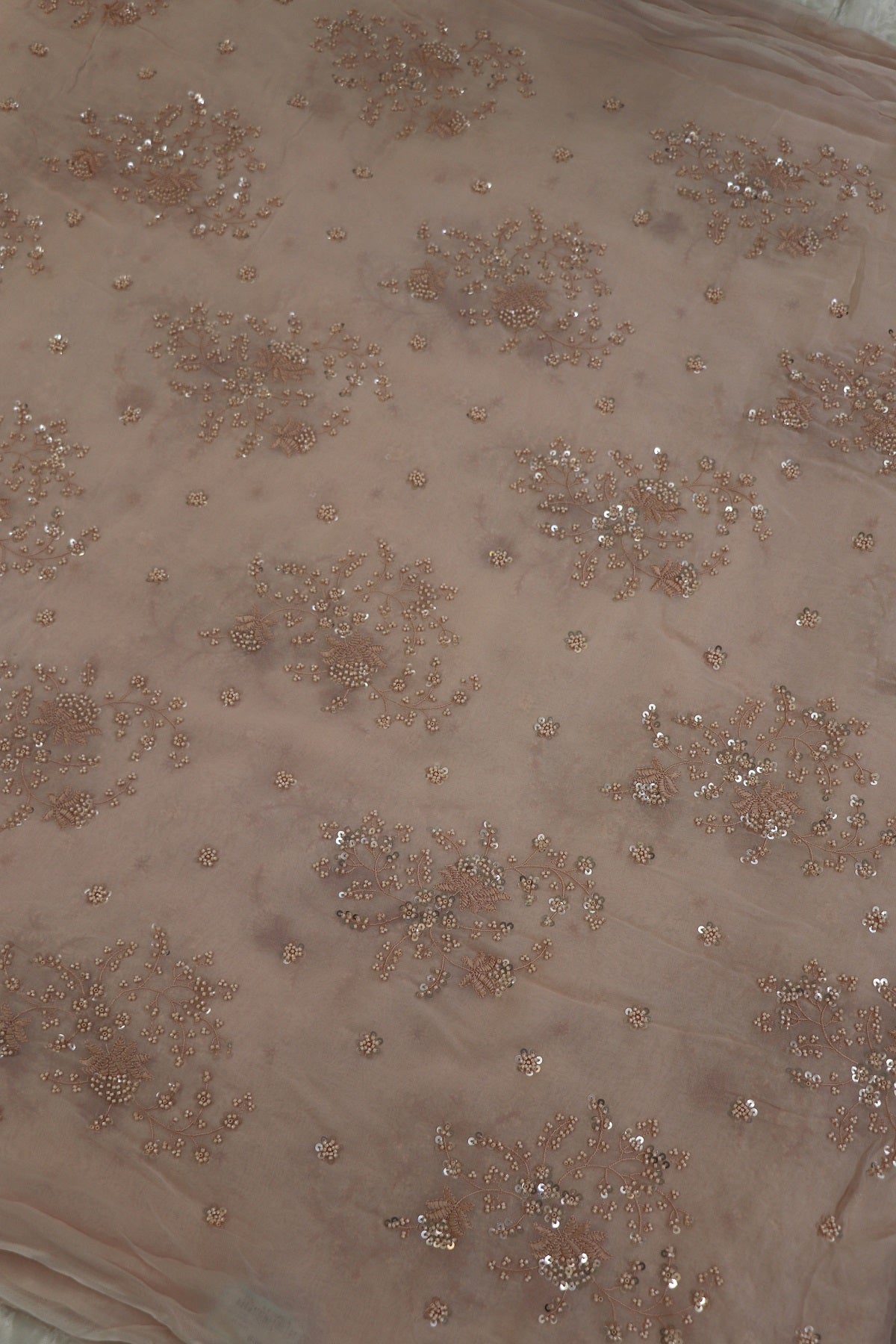 Georgette Embroidered Fabric With Cutbeads & Sequins