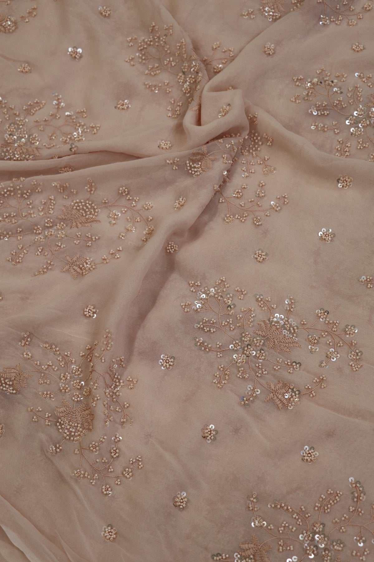 Georgette Embroidered Fabric With Cutbeads & Sequins
