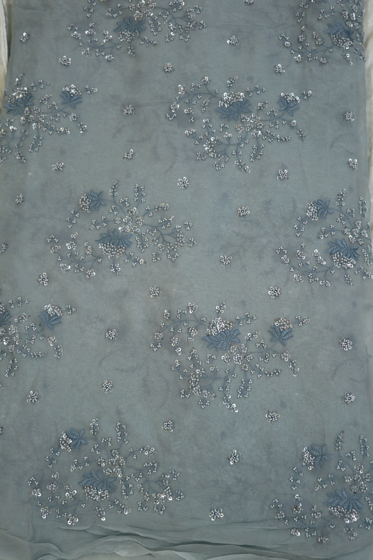 Georgette Embroidered Fabric With Cutbeads & Sequins