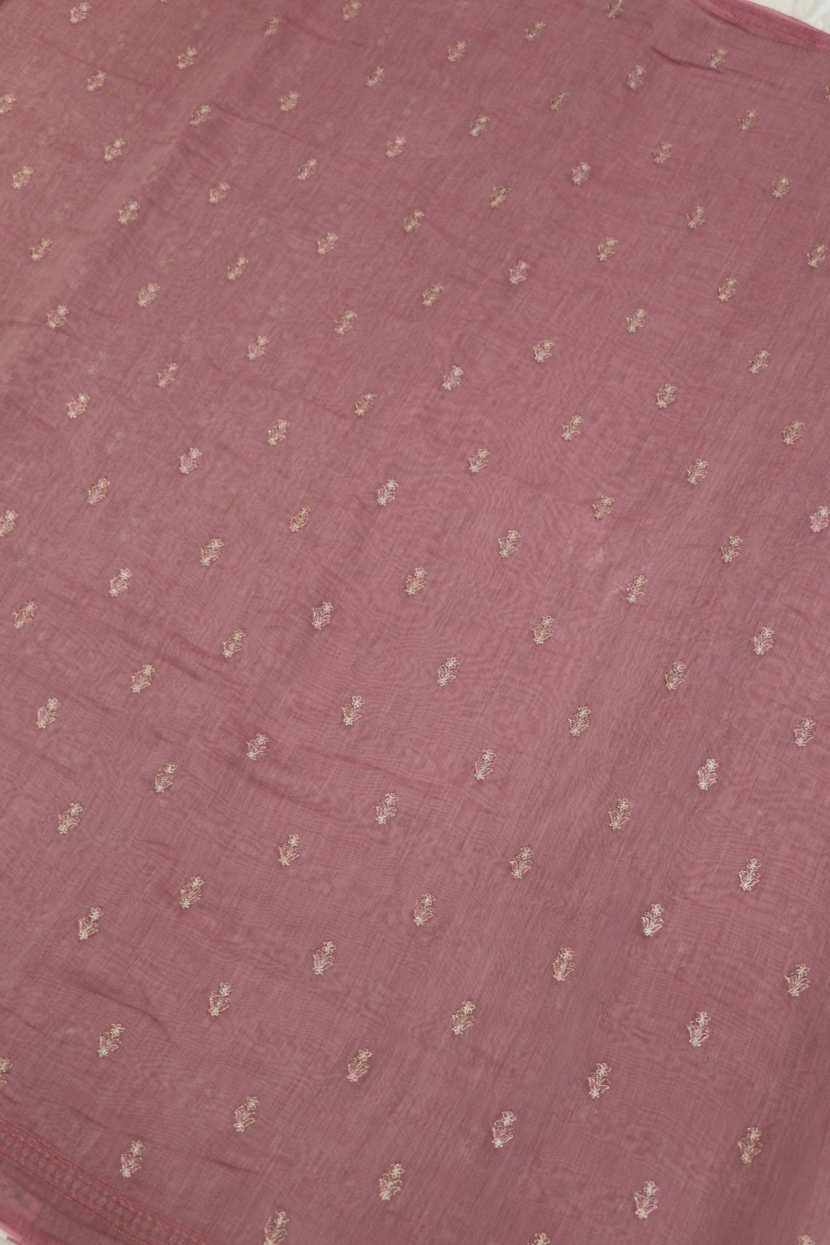 Pure Mul Chanderi With Zari & Self Thread Embroidered Fabric