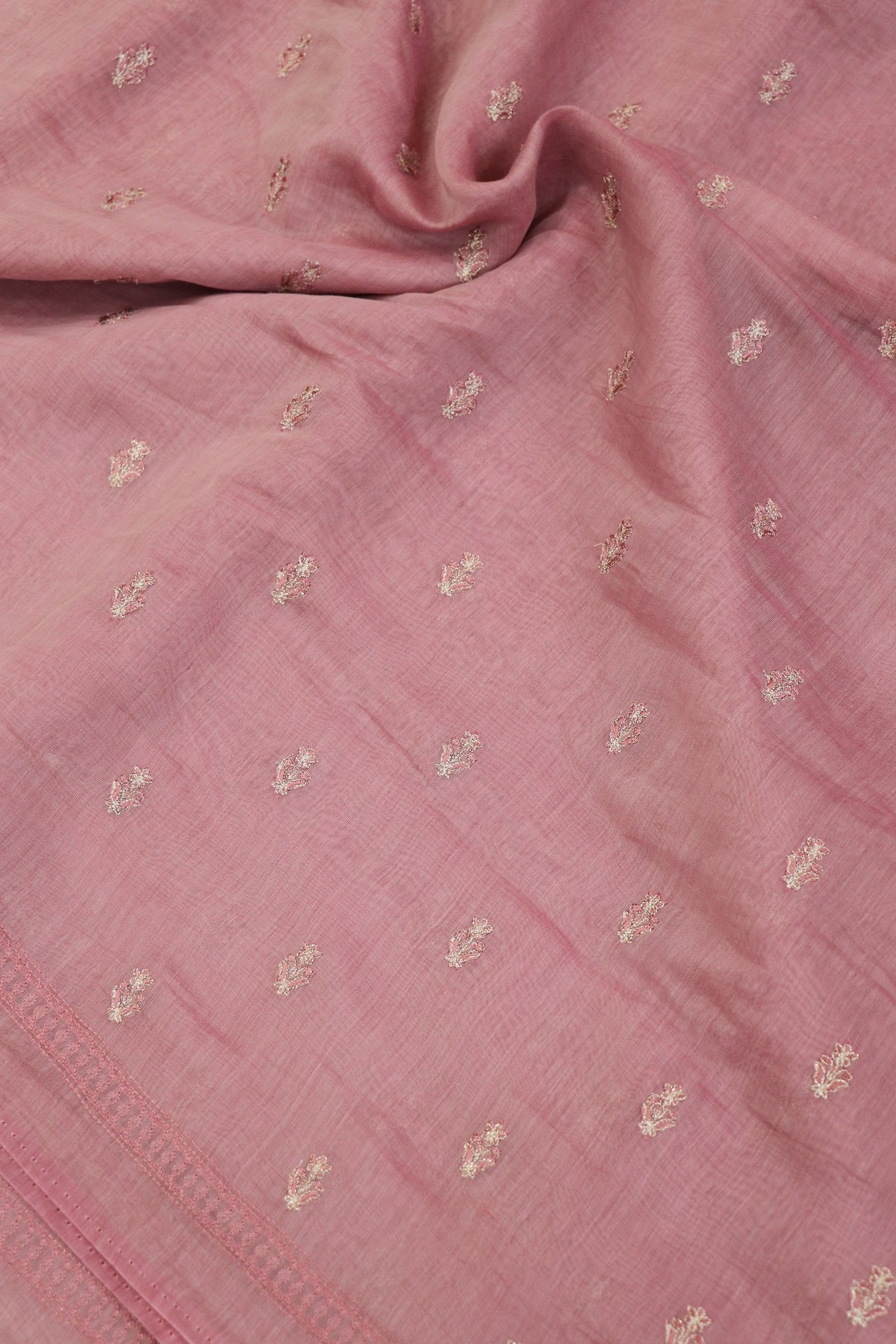 Pure Mul Chanderi With Zari & Self Thread Embroidered Fabric