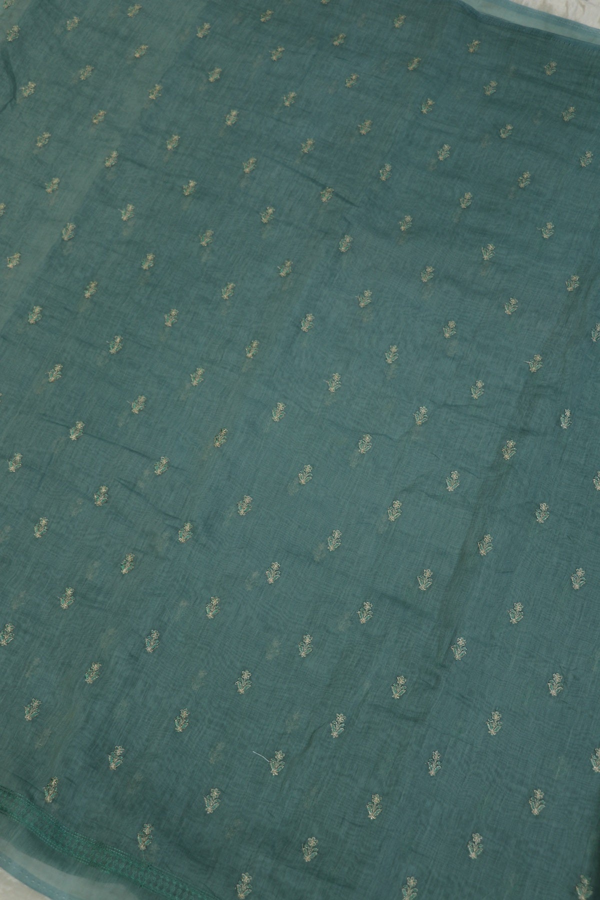 Pure Mul Chanderi With Zari & Self Thread Embroidered Fabric