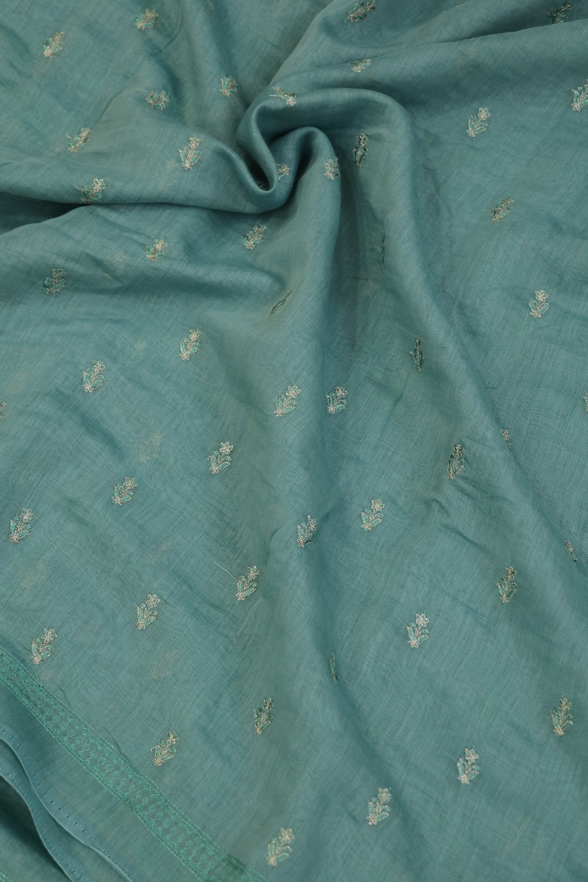 Pure Mul Chanderi With Zari & Self Thread Embroidered Fabric