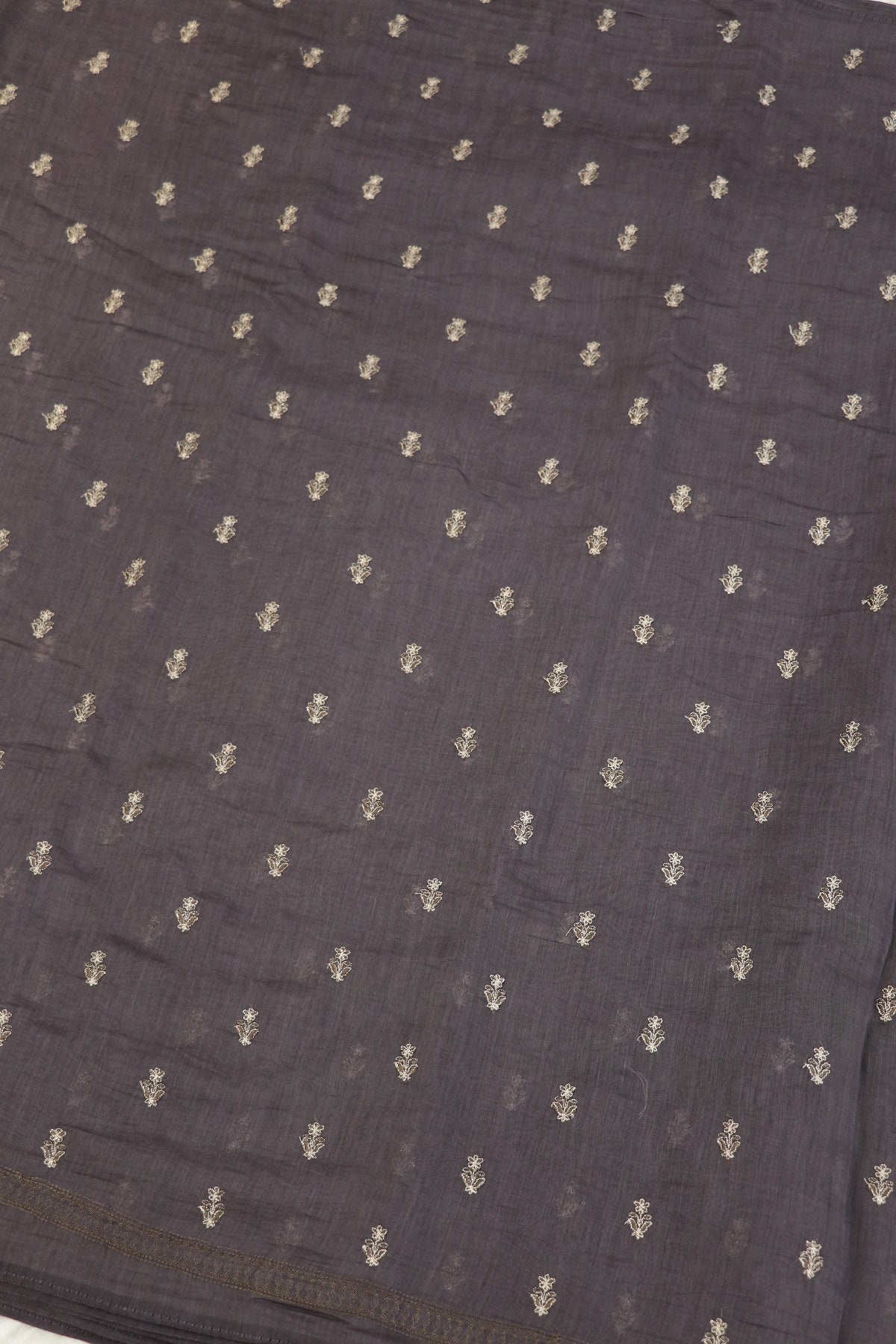 Pure Mul Chanderi With Zari & Self Thread Embroidered Fabric
