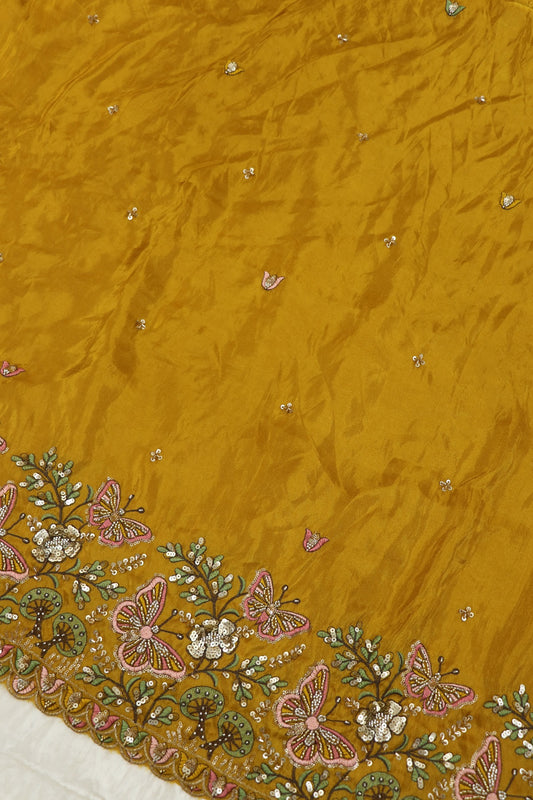 Uppada Tissue With Butterflies & Flowers Highlited With Cutbeads & Sequins